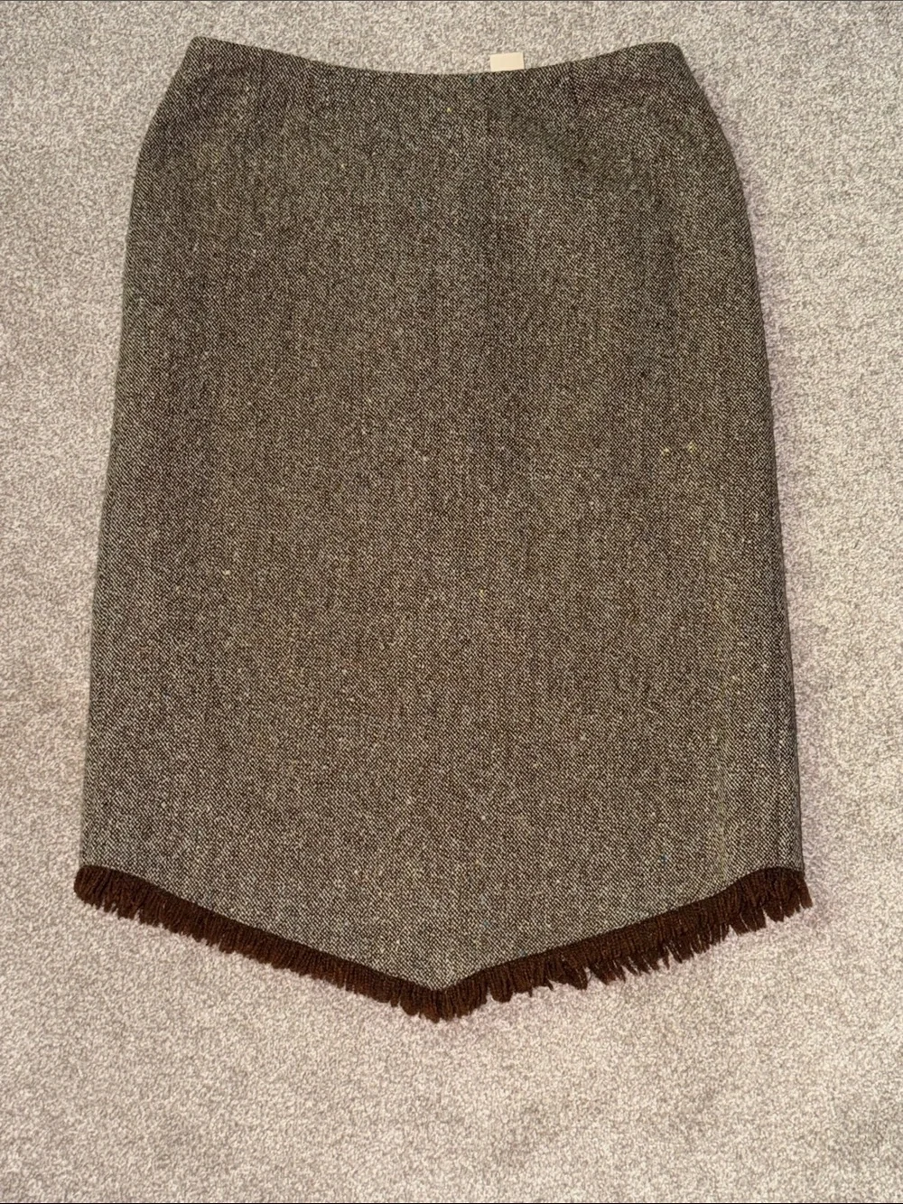 J. Crew Brown Tweed Fringe Pencil Skirt